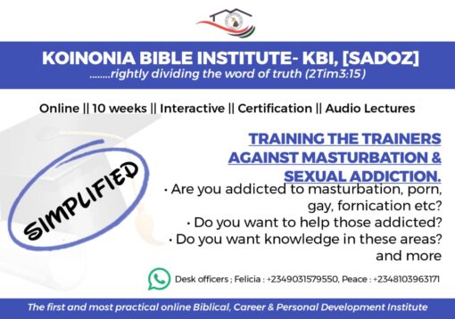 training of trainers against masturbation and sexual additions - KBI